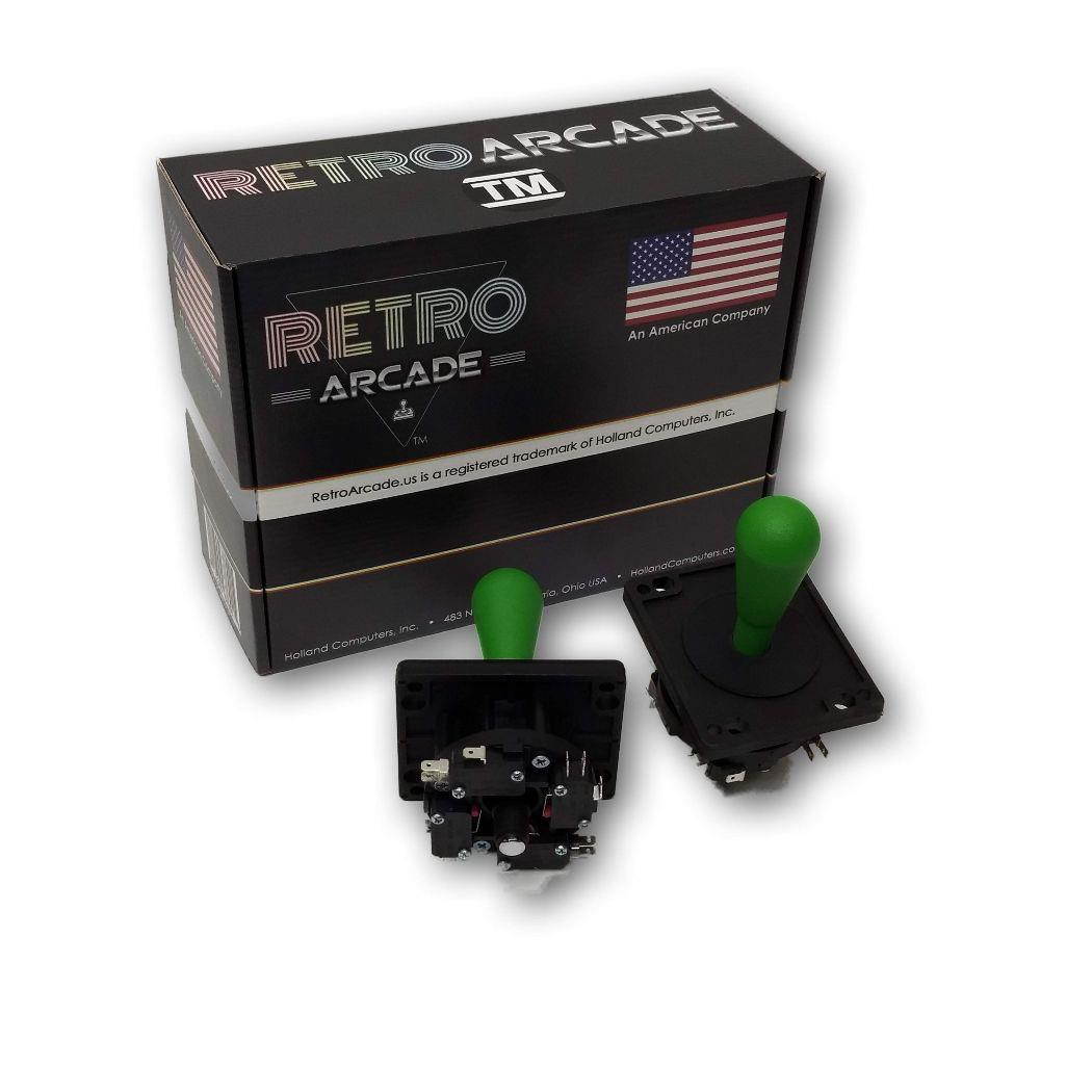 Competition Style Arcade Joystick, Green, 8-way Only Operation, Elliptical Green Handle, Precision 8-way