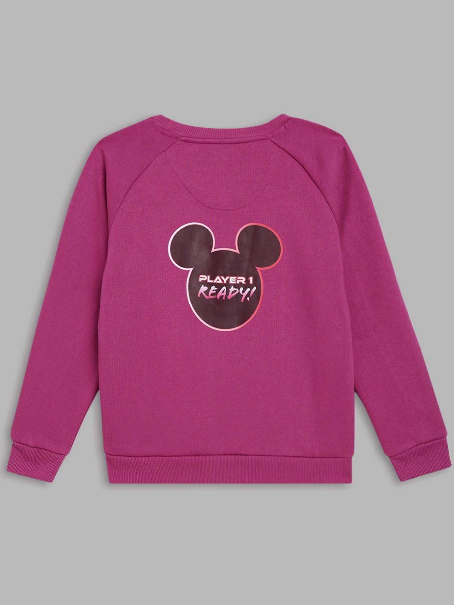 Blue Giraffe Kids Pink Printed Full Sleeves Mickey Sweatshirt