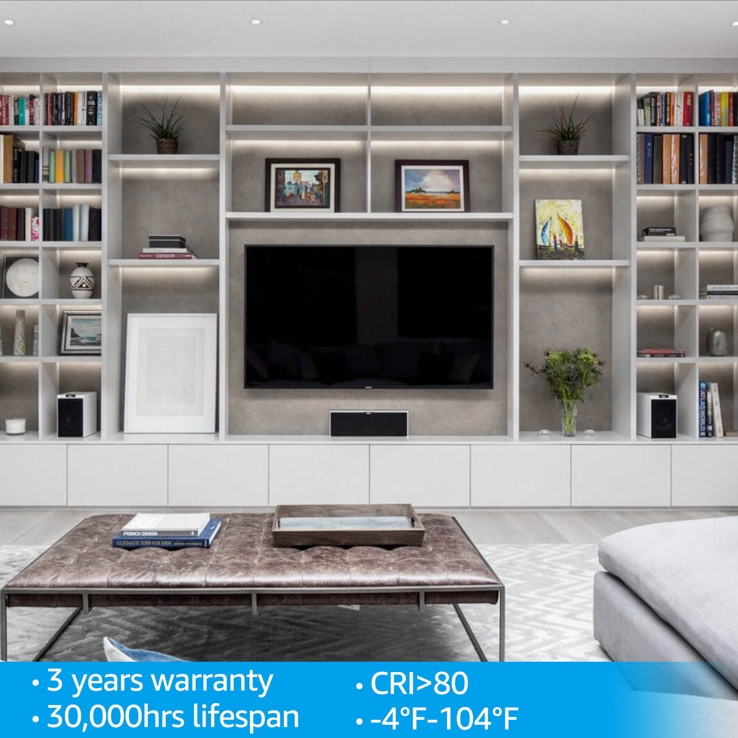 TORCHSTAR Smart LED Safe Lighting Kit(4), Work with Alexa, App Control, Dimmable, 5000K Daylight, UL Adapter for Under Cabinet, Gun Safe, Locker, Closet, Shelf, Showcase, 4Pcs