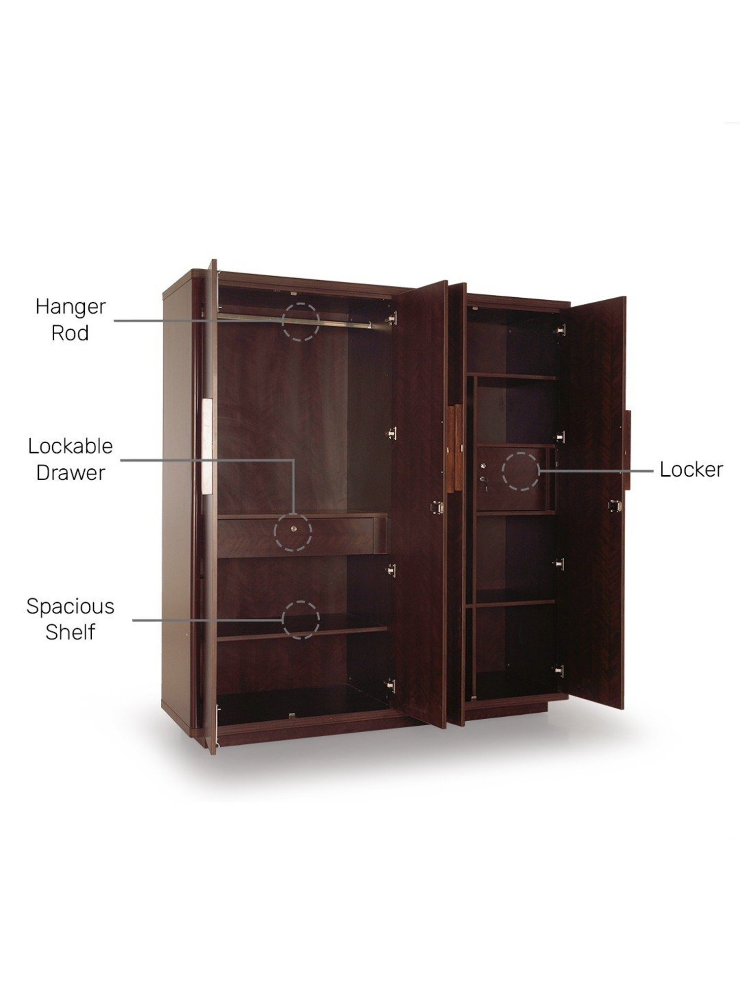 Godrej Interio Ewa Brown Engineered Wood 4 Door Wardrobe