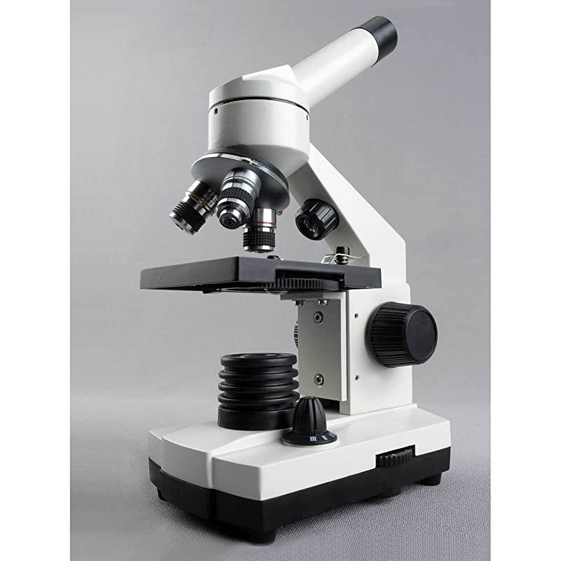 Cordless LED Metal Frame Compound Microscope w Top Bottom Lights