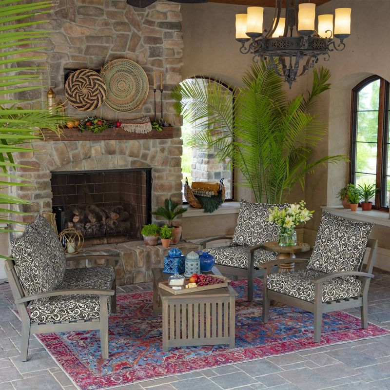 Arden Selections Outdoor Deep Seat Set Black Auora Damask