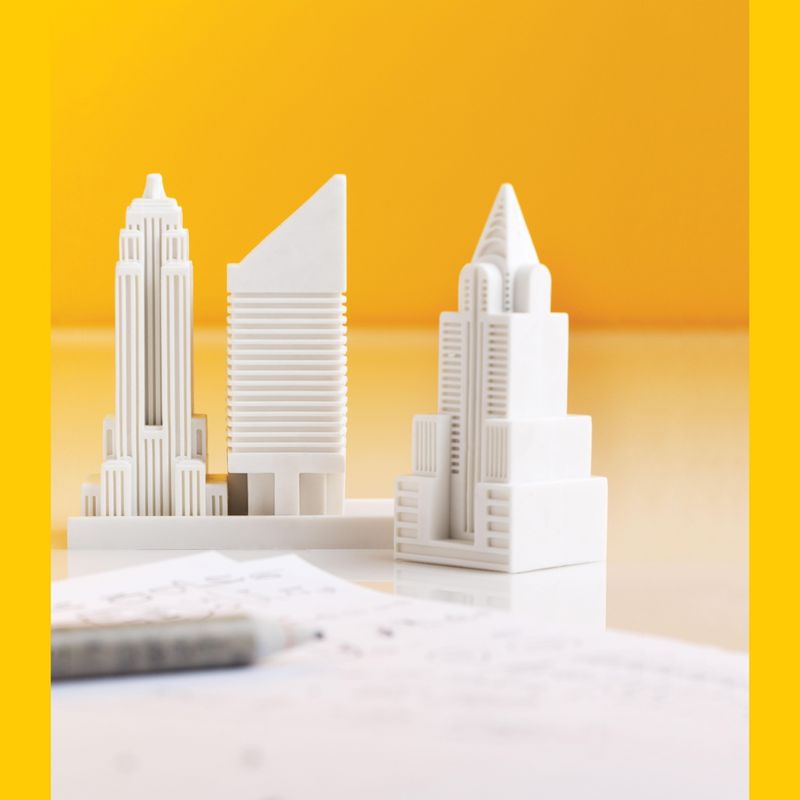 Design Ideas City of New York Eraser - Three Skyscrapers - White, 1.2" x 1.2" x 2.8"