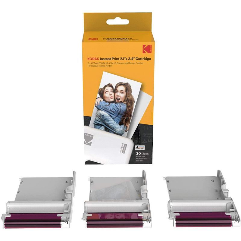 Kodak 4PASS 2.1"x3.4" Cartridge, All-in-One Paper and Color Ribbon Cartridge Refill | 60 Pack