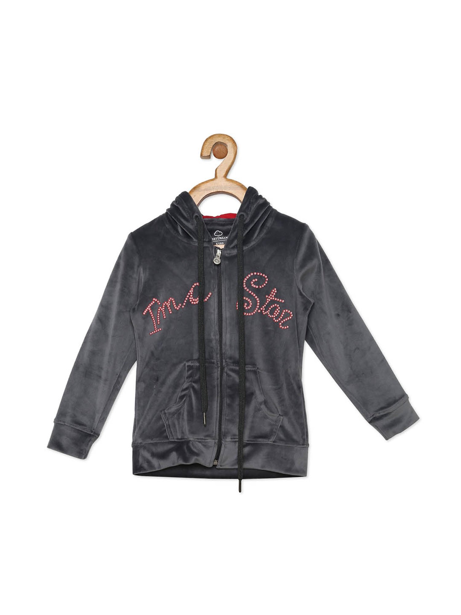 Sweet Dreams Kids Smoke Grey Graphic Print Hoodie with Trackpants