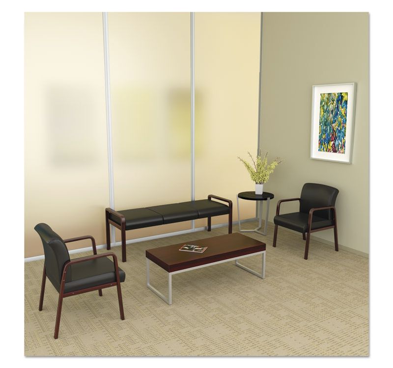 Alera Reception Lounge WL Series Bench, 65 3/4 x 22 1/4 x 22 7/8, Black/Mahogany RL2419M