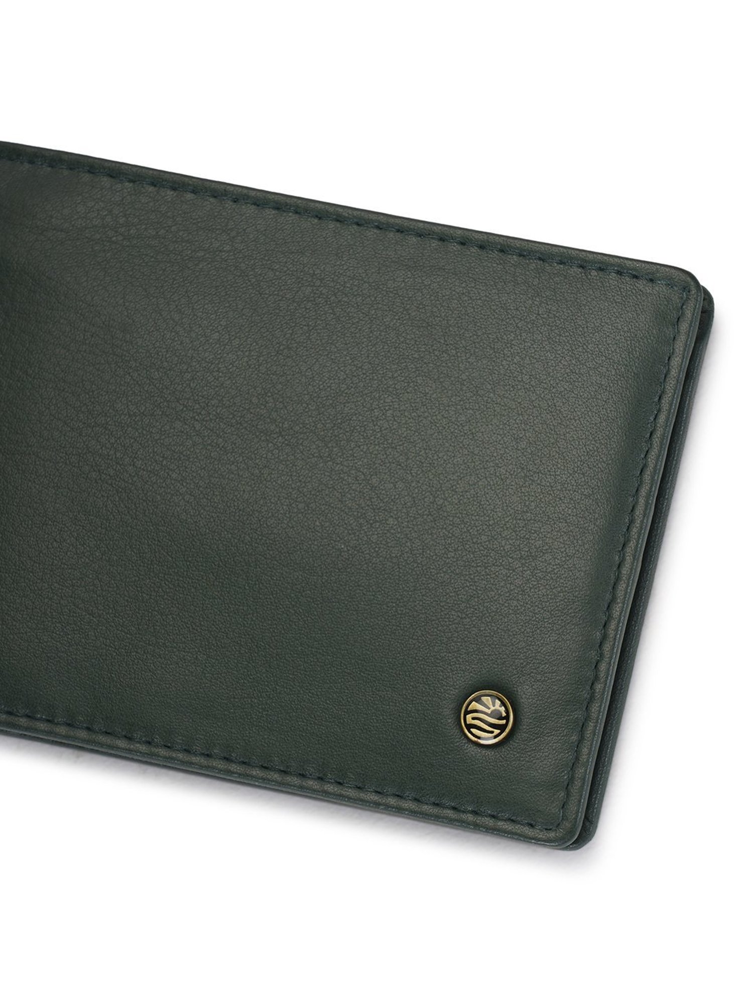 PERQUISITE Green Casual Leather Bi-Fold Wallet for men