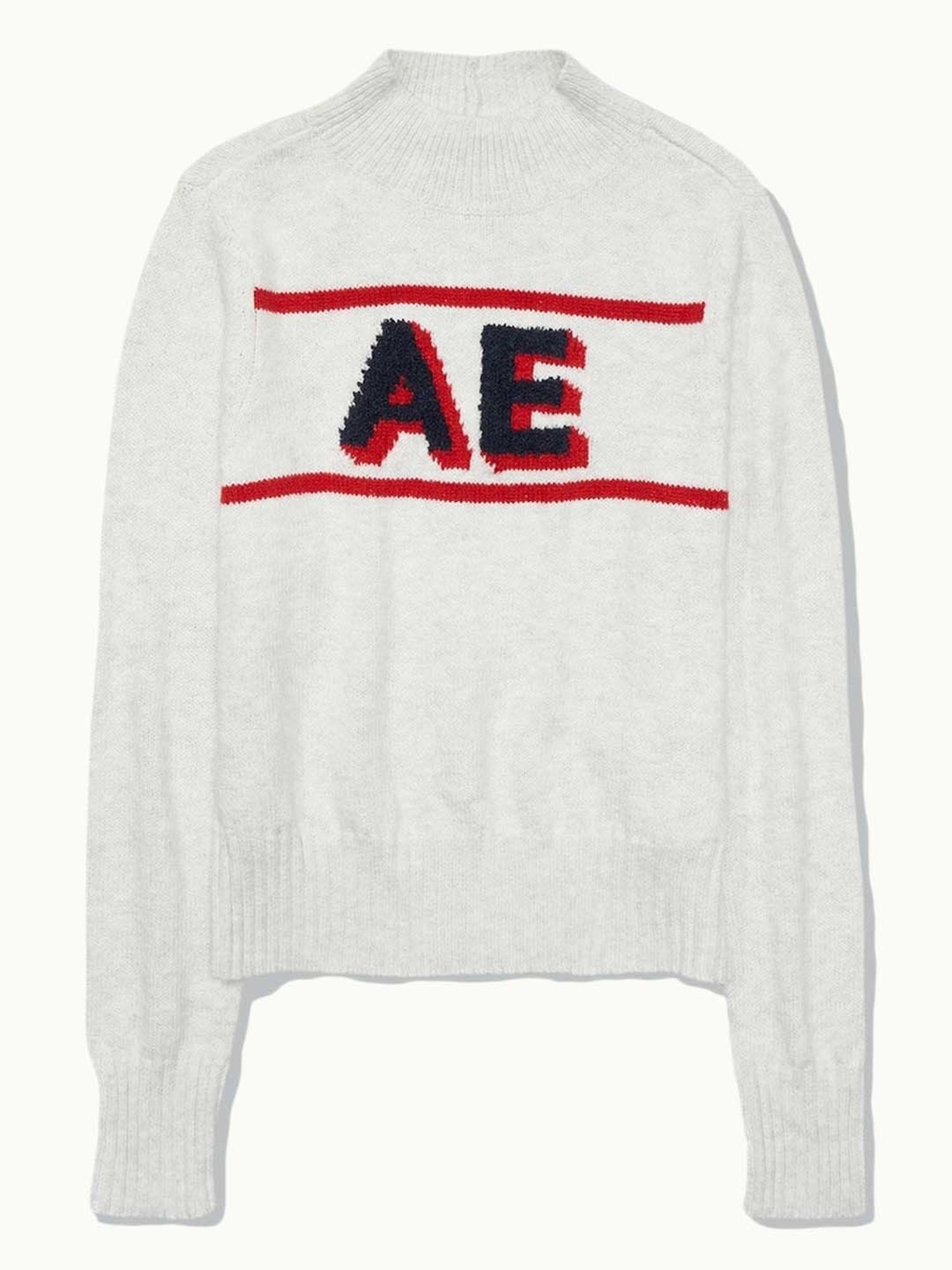 American Eagle Outfitters White Cotton Printed Sweater