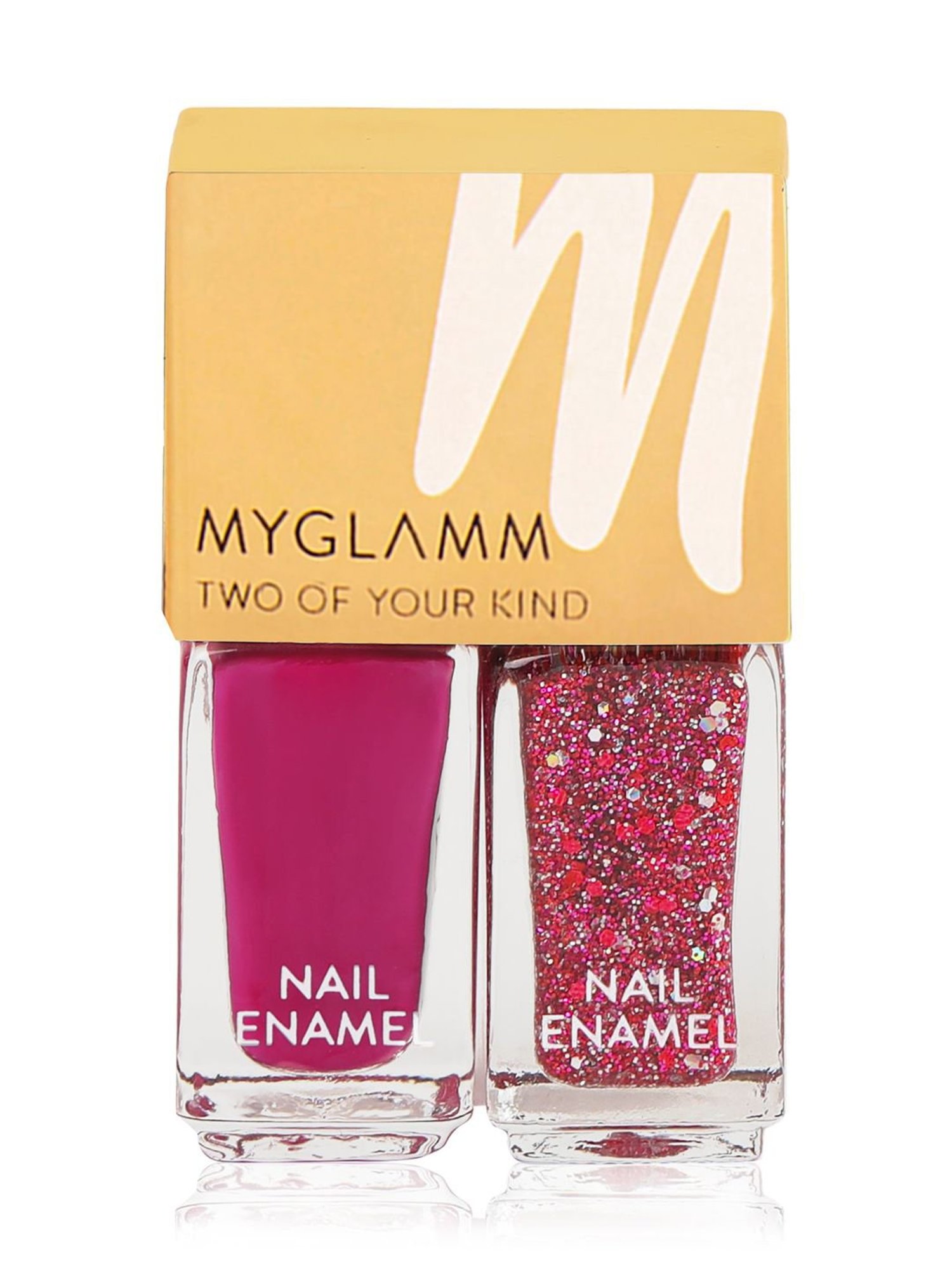 MyGlamm Two Of Your Kind Nail Enamel Duo Glitter Collection Bring the Bling (Pack of 2)