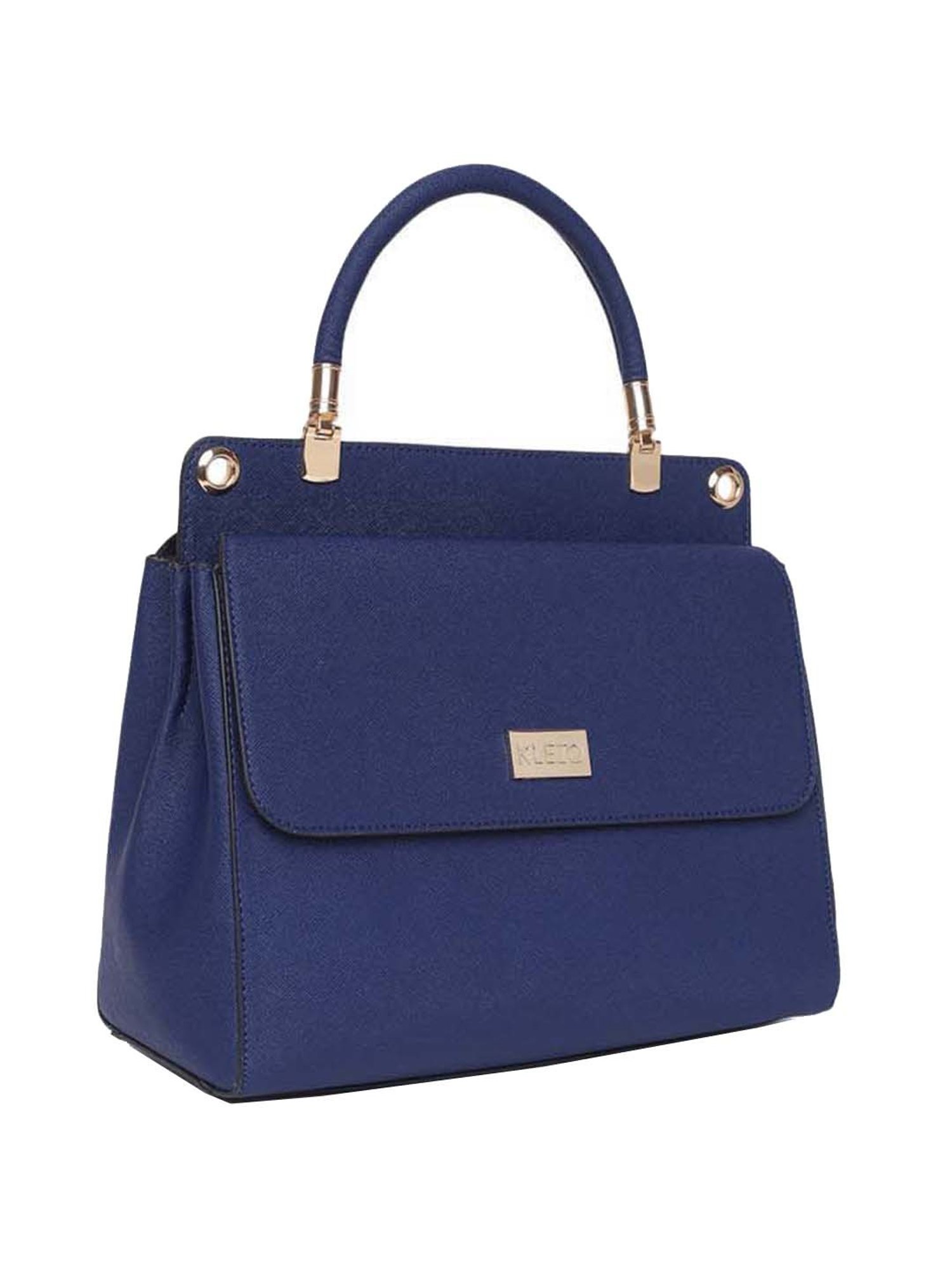 KLEIO Blue Solid Medium Satchel Handbag