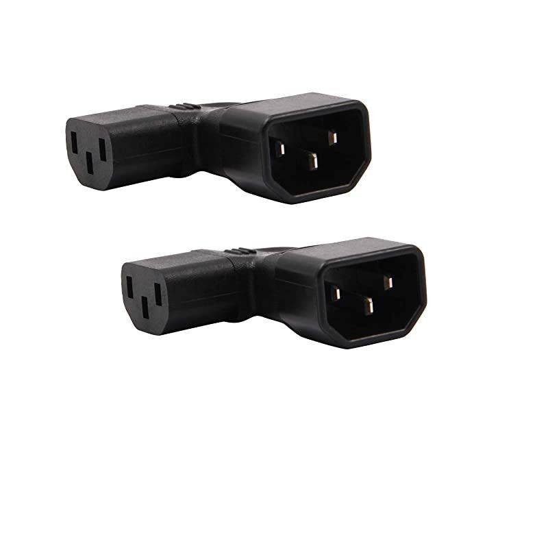 2Pack Right Angle IEC C14 to C13 Power Adapter PDU Power Extension for LCD LED TV Wall Mount