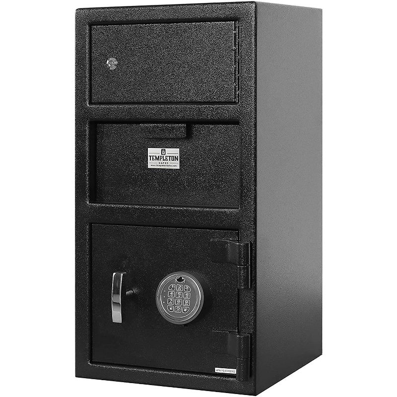 Templeton Safes Standard Depository Drop Safe & Lock Box, Electronic Multi-User Keypad Lock with Key Backup, Anti Fishing Security, 1.5 CBF Black