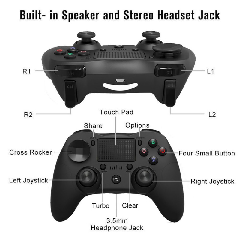 Dual Vibration Six Axis Integrated Bluetooth Wireless Game Controller With Gamepad Pressure Panel For PS4 / Android / PC PS4 Controller Wireless Bluetooth Touch Panel Gamepad for PS4