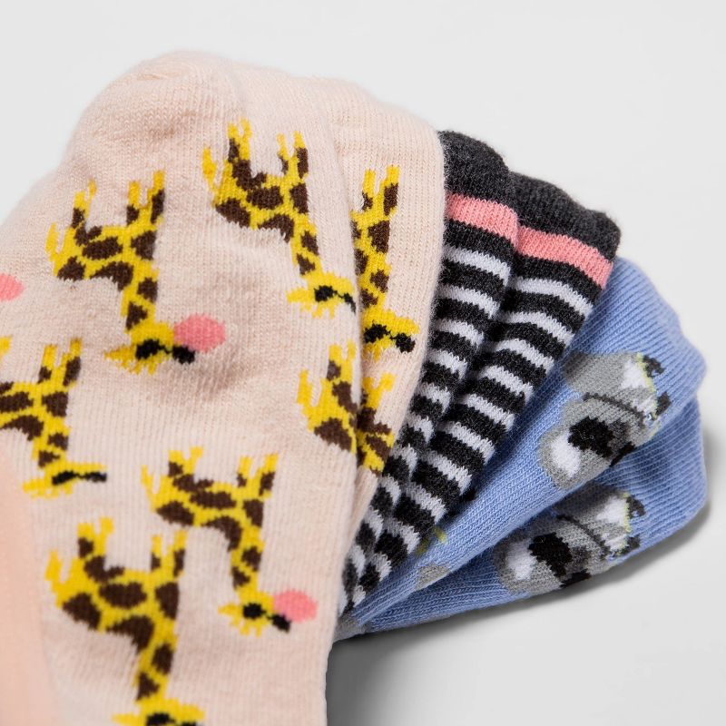 Women's Koala & Giraffe 3pk Liner Socks - Xhilaration™ Blue/Gray/Pink 4-10