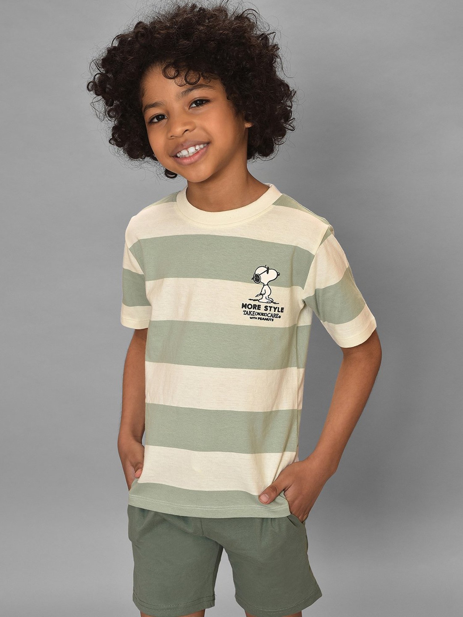 MiArcus Kids Green & White Striped T-Shirt