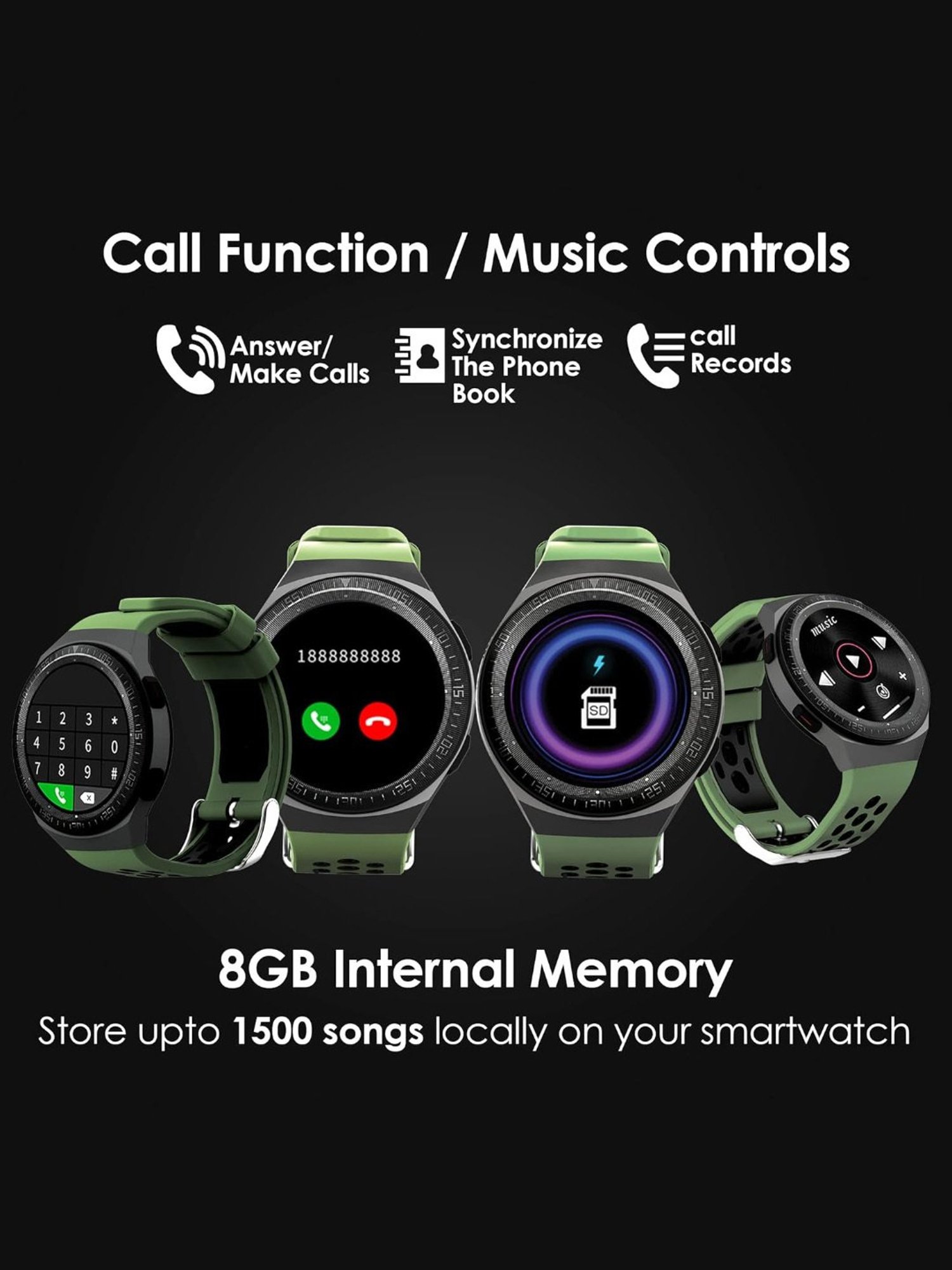 Probus MT3 Full Touch Screen Smartwatch (Green)