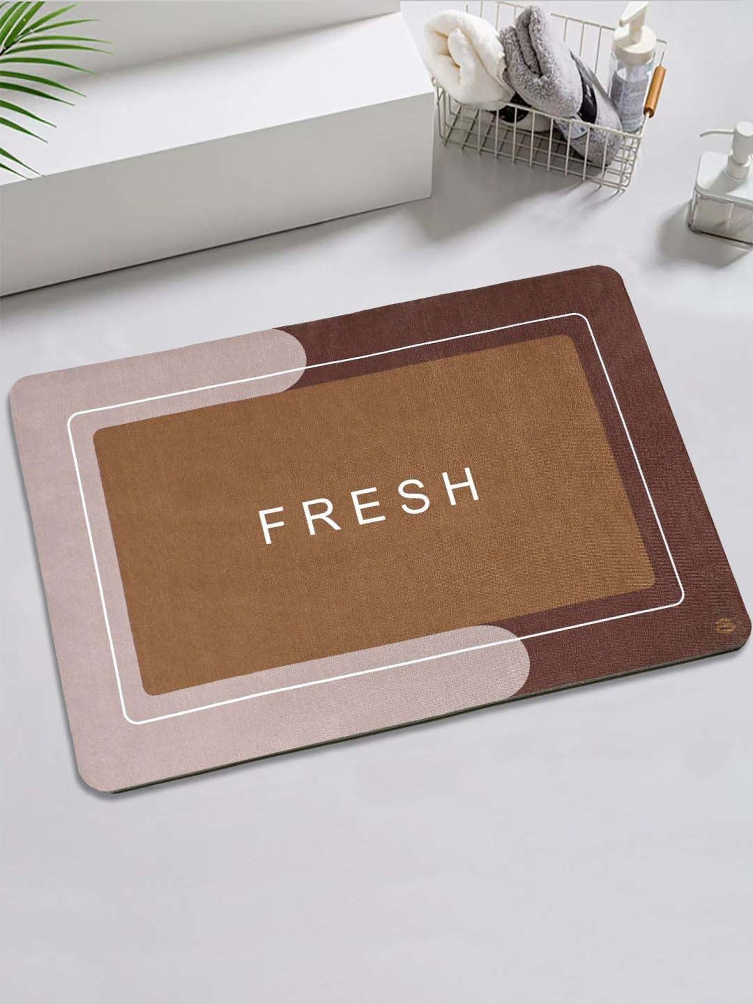 Saral Home Easy Living Brown Polyester Bling Bathmats