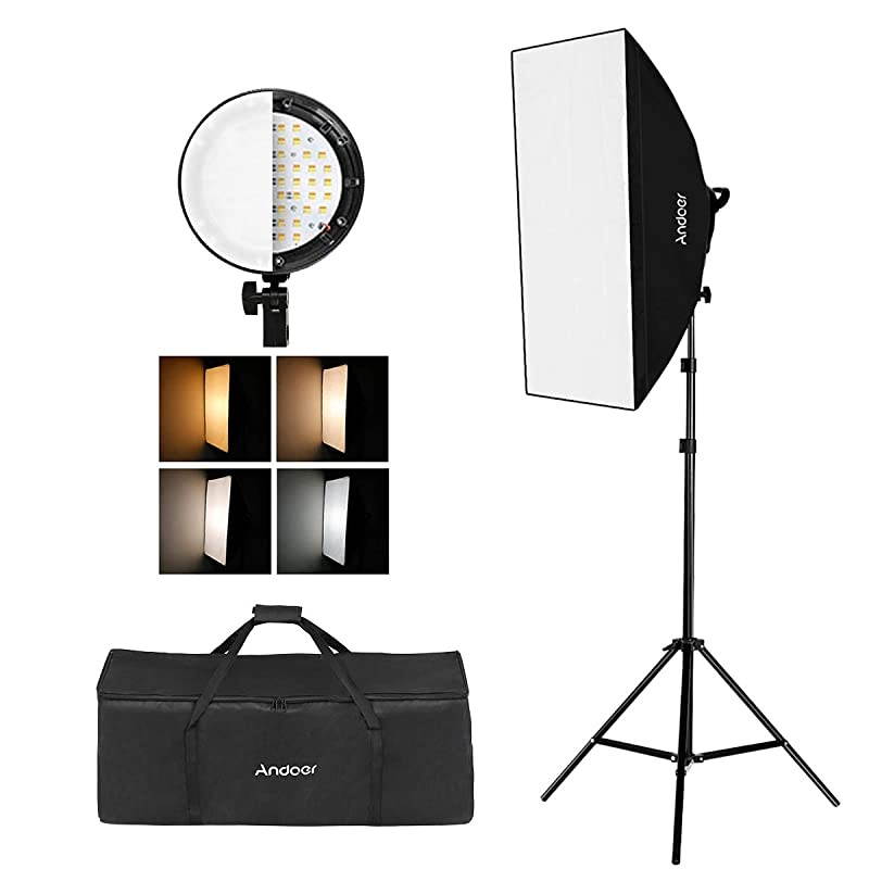 Studio Photography Softbox LED Light Kit Including 20X28 Inches Softboxes 45W BiColor Temperature 2700K5500K Dimmable LED Lights 2 Meters Light Stands Carry Bag