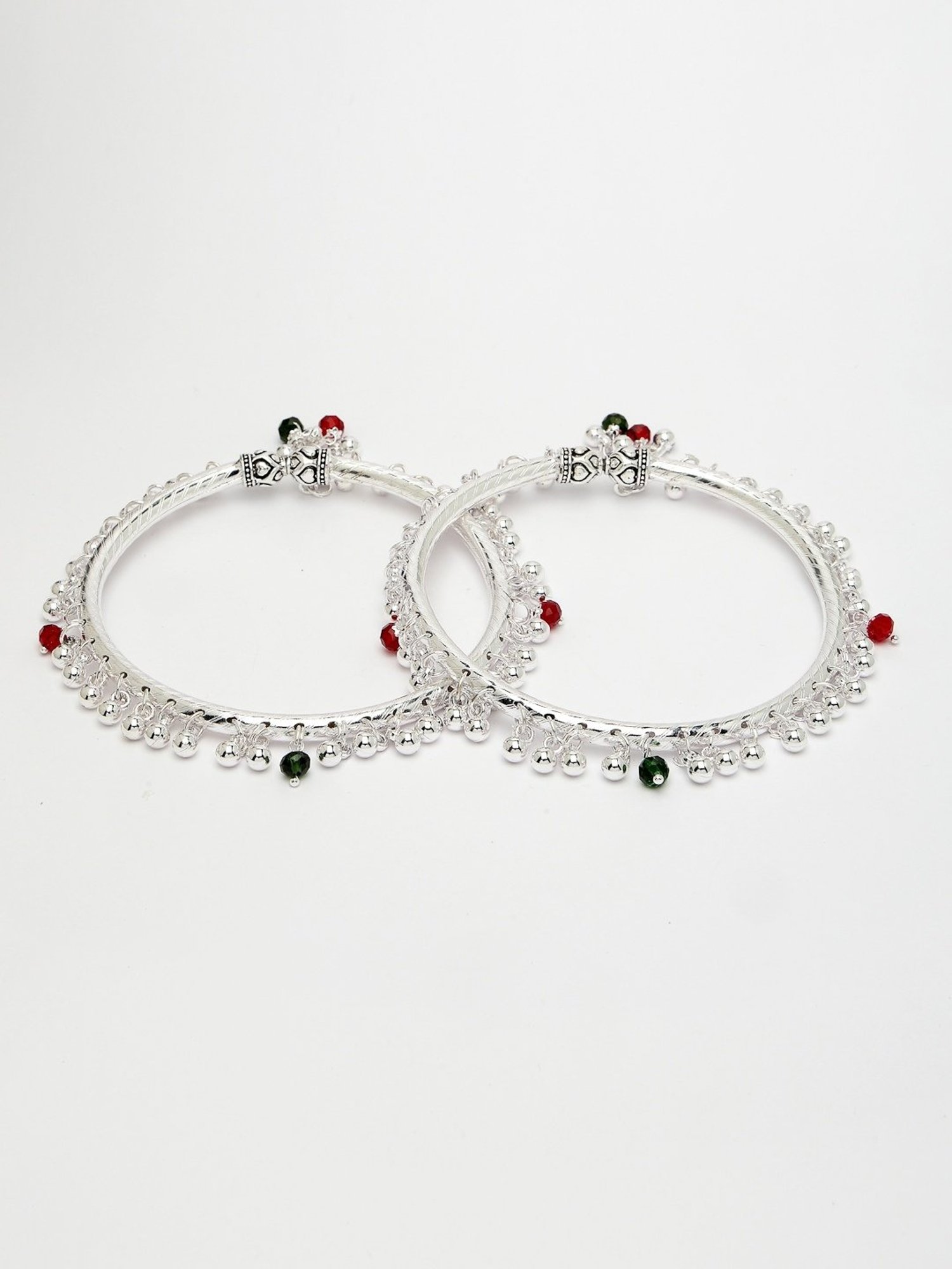 Teejh Roma Coin Silver Oxidized Ghungroo Anklets