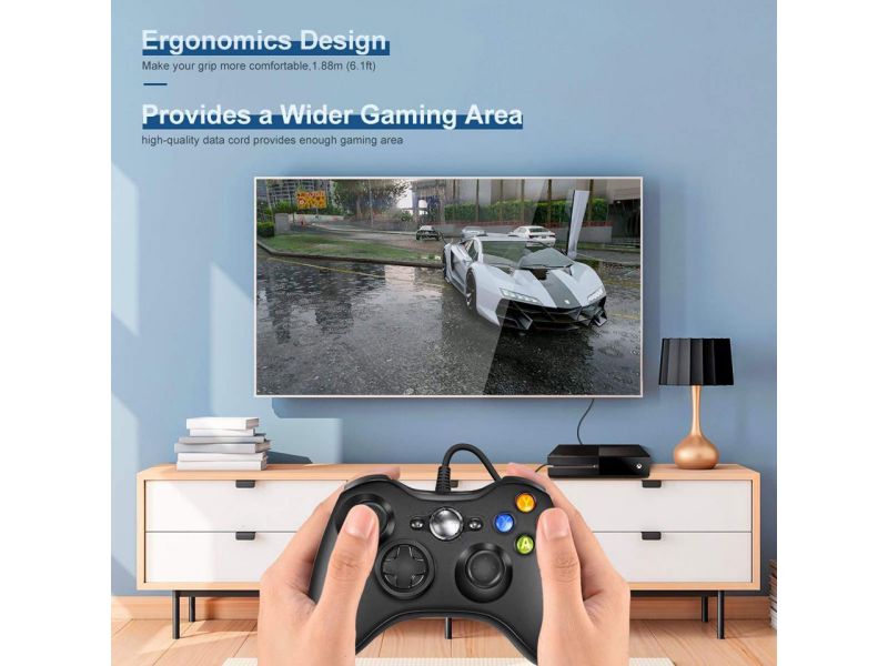 Xbox 360 Wired Game Controller, CORN USB Gamepad, Joypad with Shoulders Buttons, for Microsoft Xbox360/Xbox 360 Slim/PC