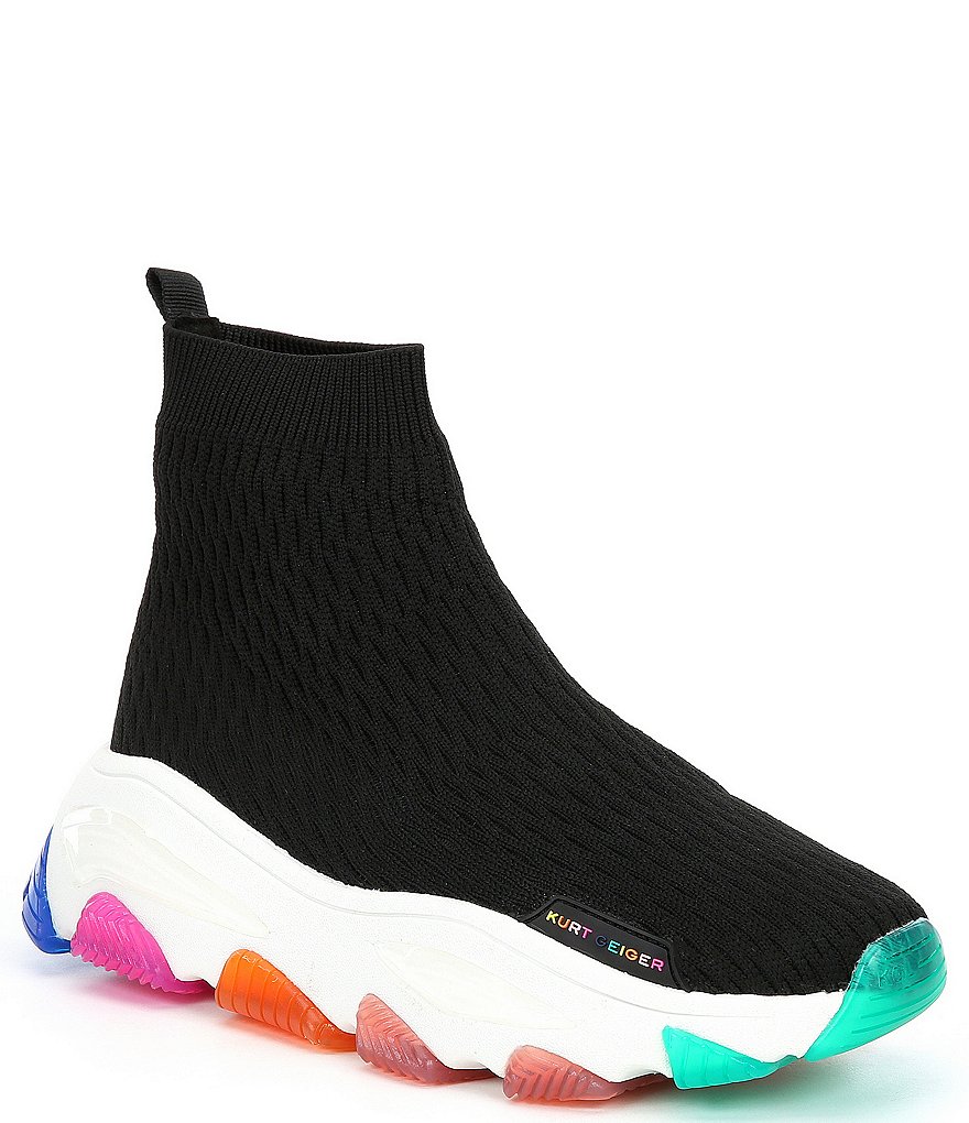 Kurt Geiger London Lettie Knit Slip-On Rainbow Chunky Outsole Sock Sneakers
