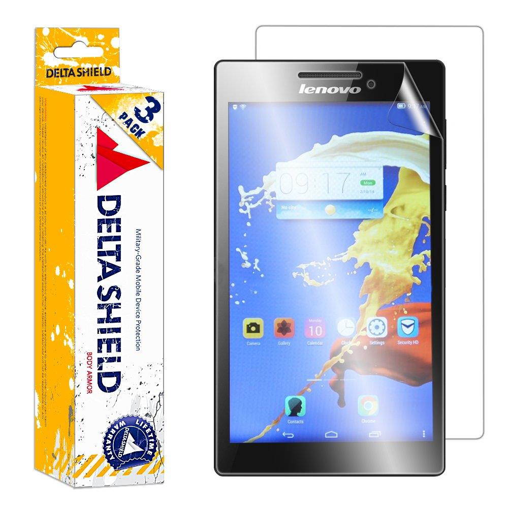 DeltaShield Full Body Skin for Lenovo Tab 2 A7-10 (Tab 2 A7-30)(3-Pack)(Screen Protector Included) Front and Back Protector BodyArmor Non-Bubble Military-Grade Clear HD Film