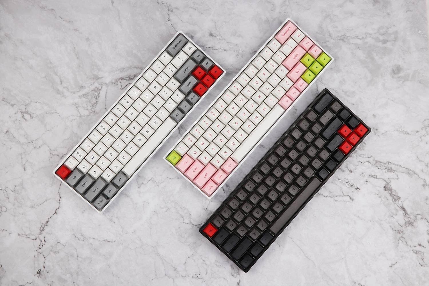 EPOMAKER GK68XS 68 Keys Hot-swap RGB Bluetooth5.1 Wireless/Wired Mechanical Keyboard with Split Spacebar Module, 1900mAh Battery, Dye-subbed PBT GSA Keycaps (Gateron Red Switch, Grey Black)