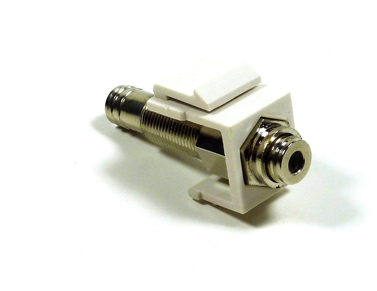 Philmore Snap-In 1/8" 3.5mm TRRS 4-Pole Conductor White Keystone Female Jack In-line Modular Coupler For Wall Plate; 45-778