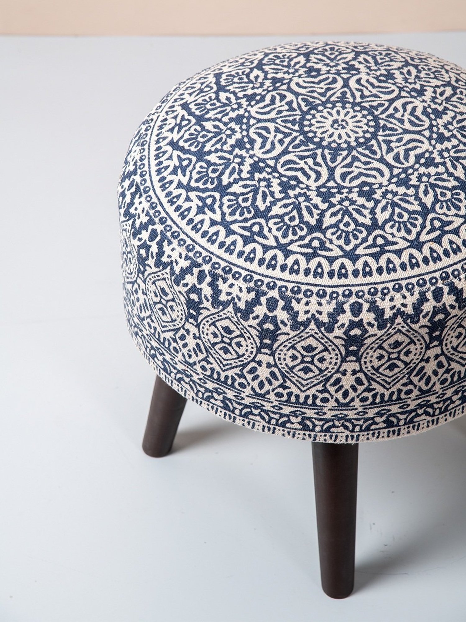 Chumbak French Sahara Solid Mustard Yellow Wood Ottoman