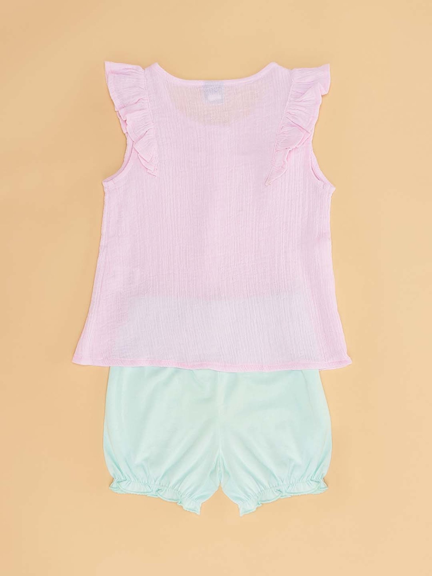 YU by Pantaloons Kids Pink & Blue Cotton Regular Fit Top Set