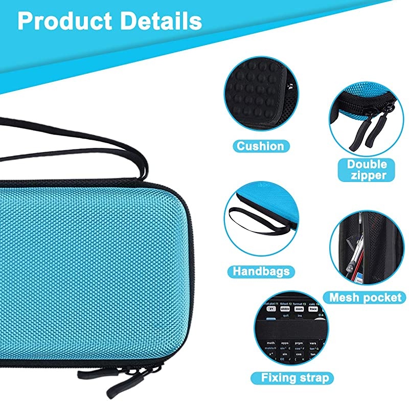 Hard EVA Shockproof Carry Case Bag Pouch for Texas Instruments TI84 Plus CEColor TI83 PlusTI89 Titanium HP 50G Graphing Scientific Financial Calculators Blue