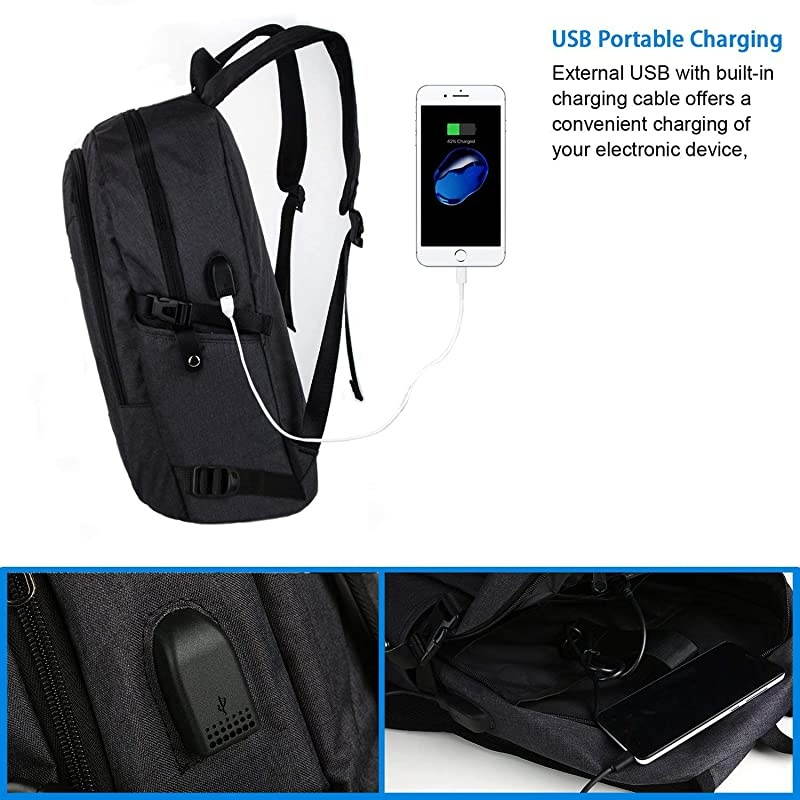 Business Travel Laptop Backpack Anti Theft Slim Laptop Bookbag with USB Charging Port for men and women Water Resistant College School Computer Bag Fits 156 Inch Laptop and Notebook Black