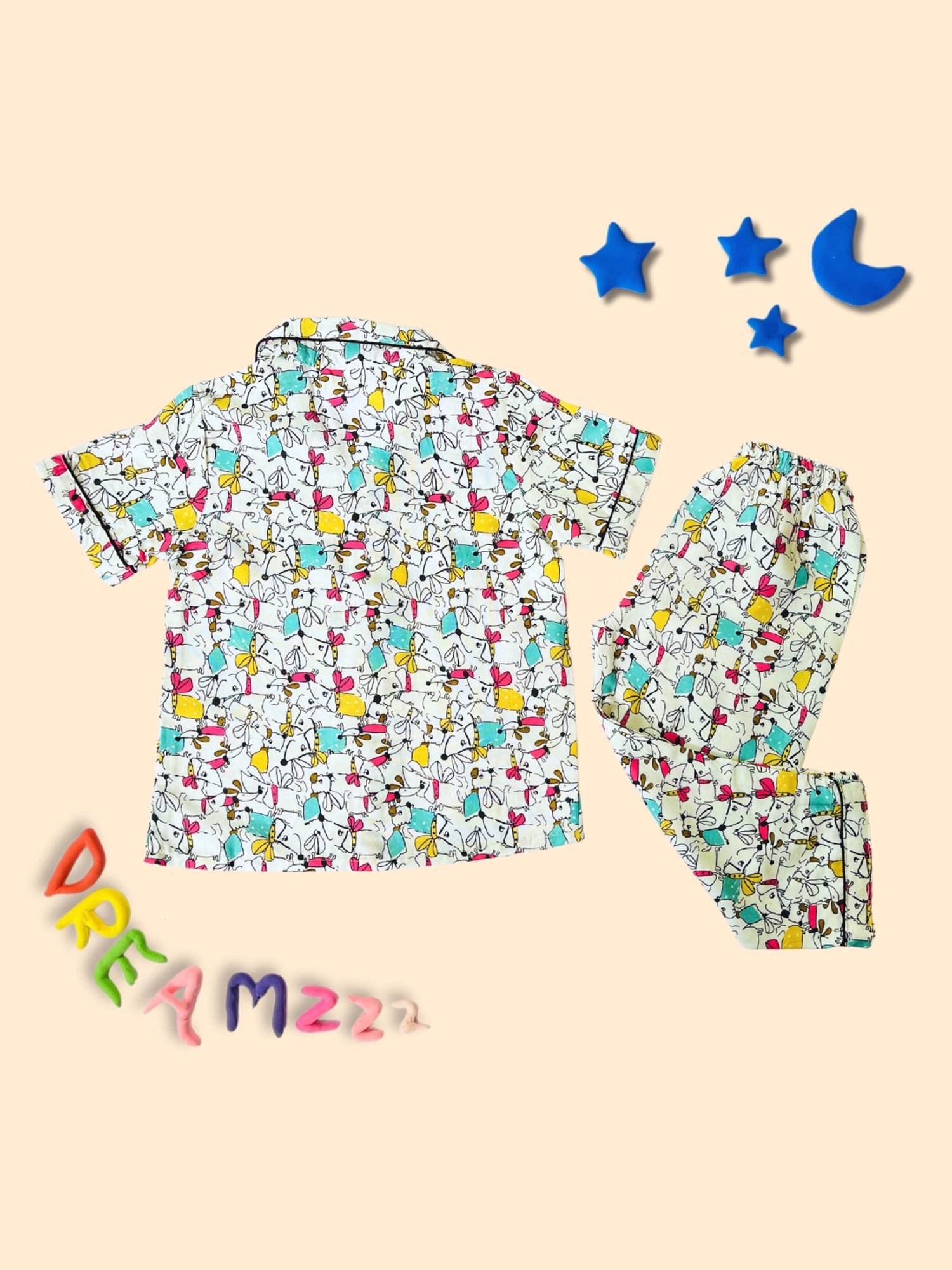 Tippy Top Boys White Printed Shirt with Pants