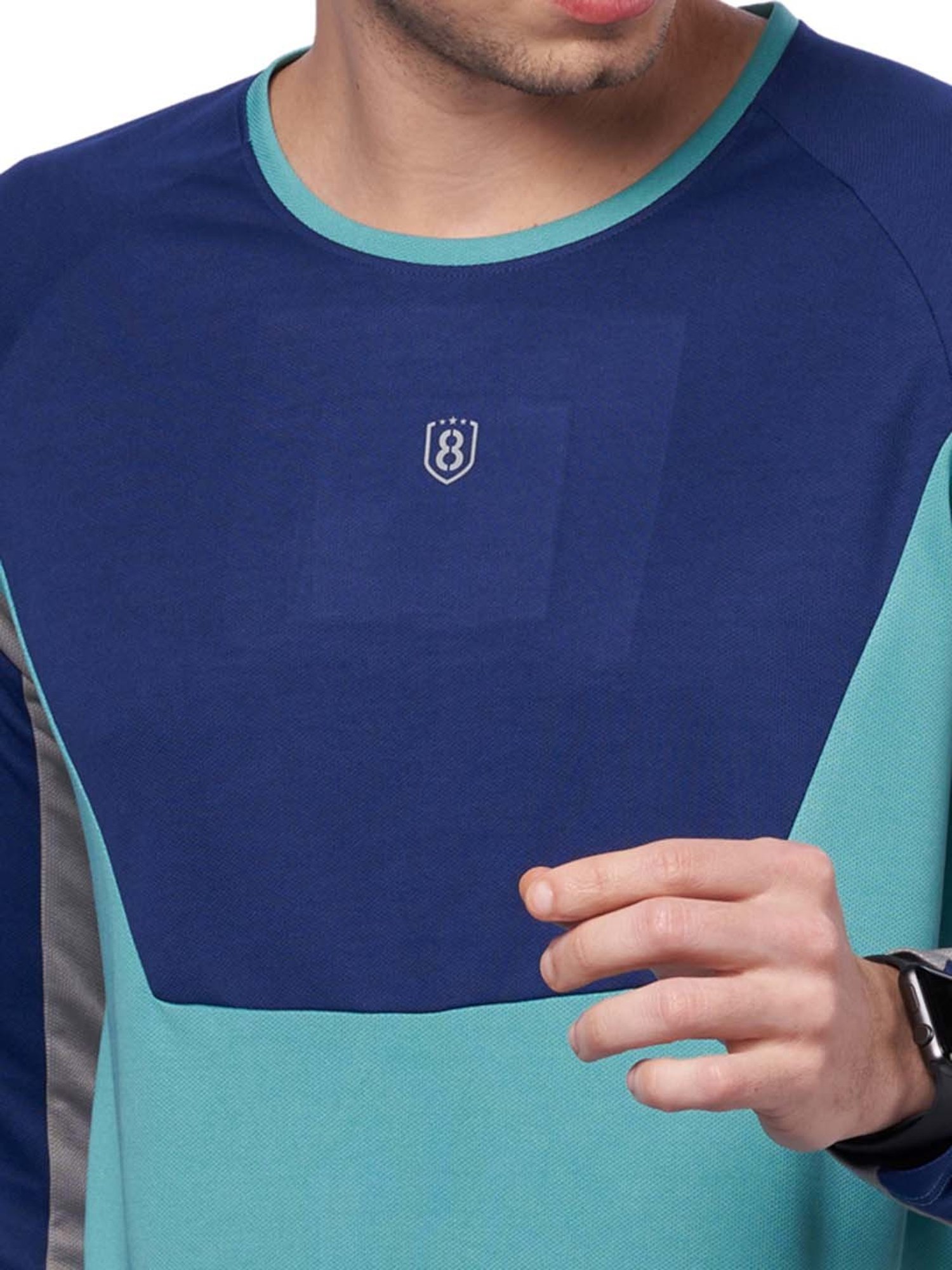 DOMIN8 Men Breathable Color Block Full Sleeve T-Shirt For Running/Training/ Gym Workout/Sports