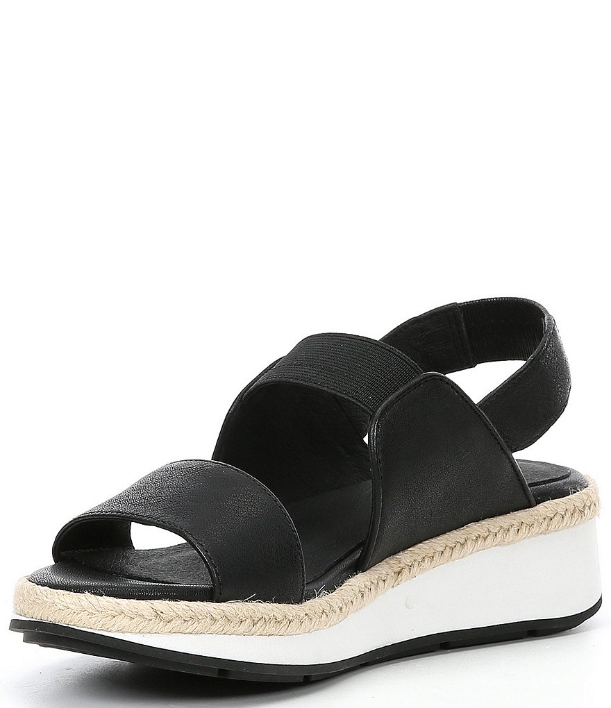 Eileen Fisher Dash Leather Elastic Platform Wedge Sandals