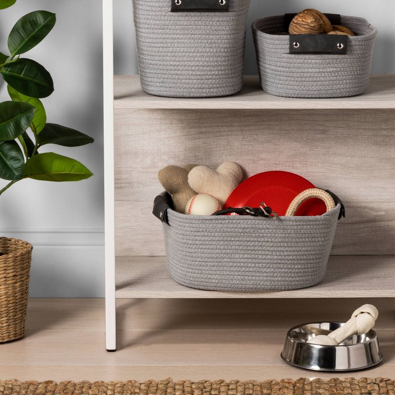13" Half Coiled Rope Basket Gray - Threshold™