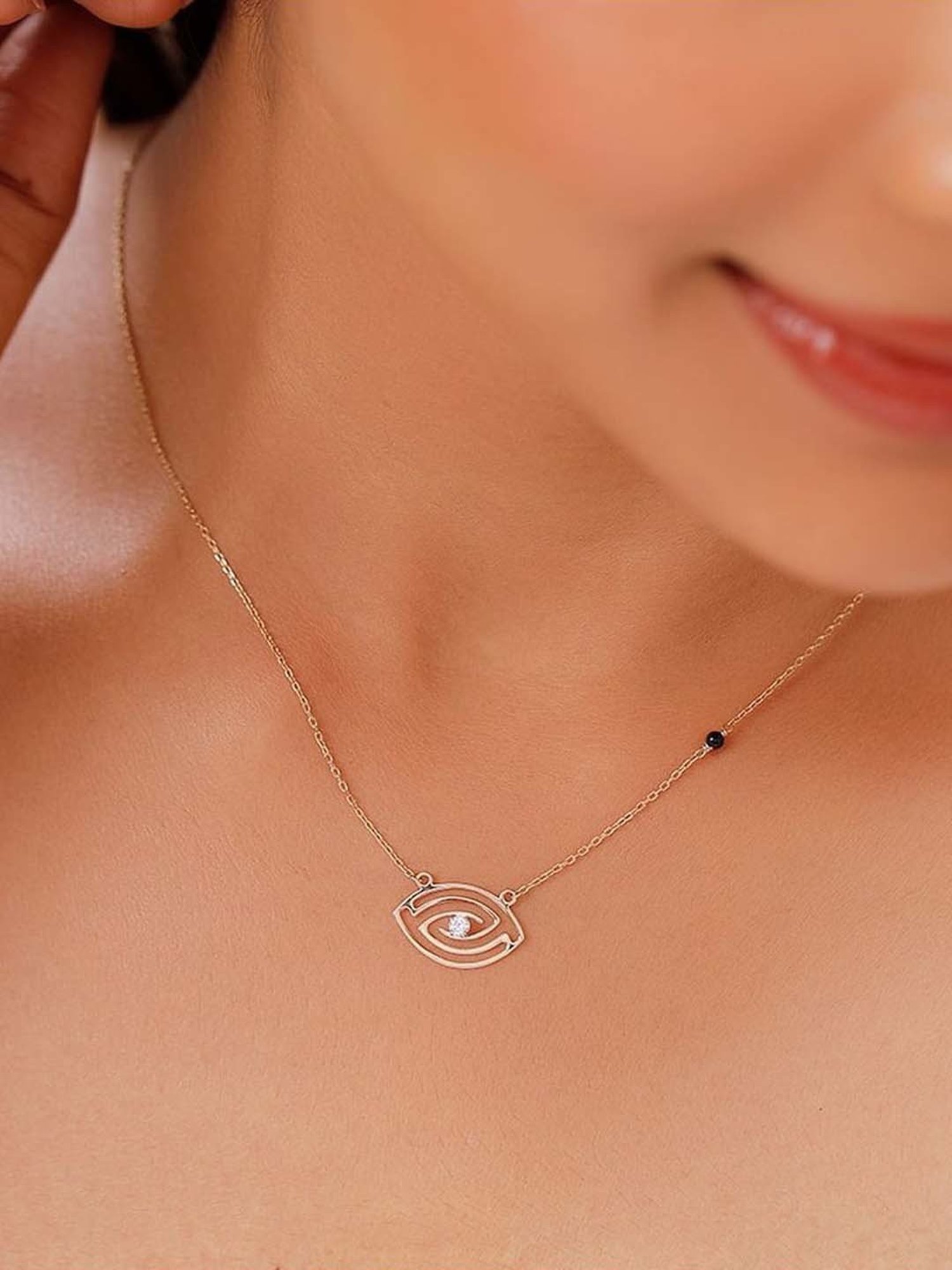 Mia By Tanishq 14K Yellow Gold Labyrinth Evil Eye Necklace for Women