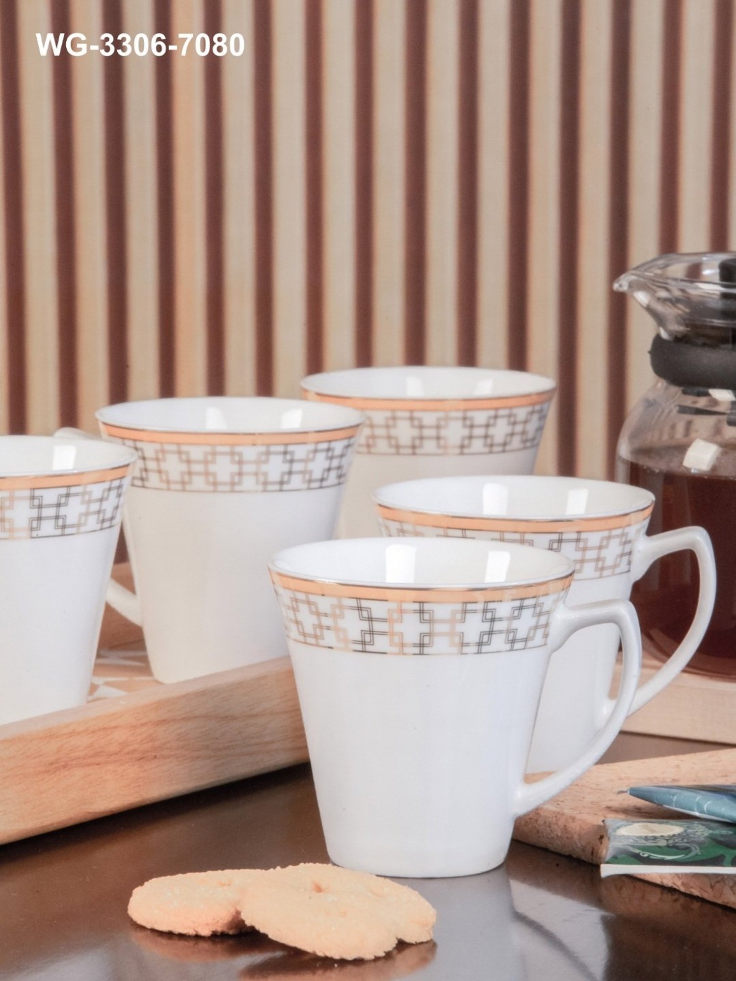 White Gold White Porcelain Tea Cup - Set of 6 (125ml)