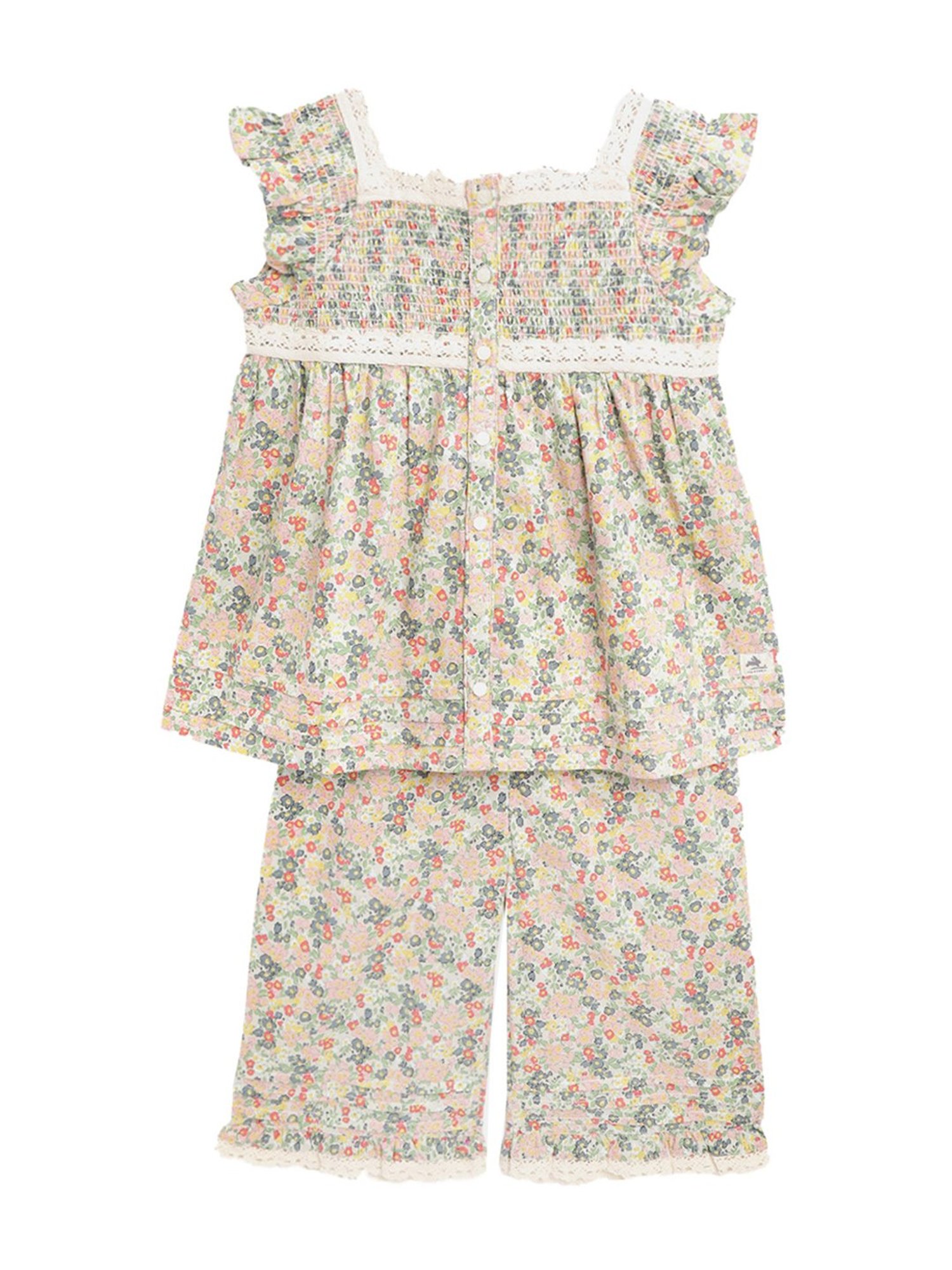 Cherry Crumble by Nitt Hyman Girls Multicolor Floral Floral Half Cuffed Nightsuit