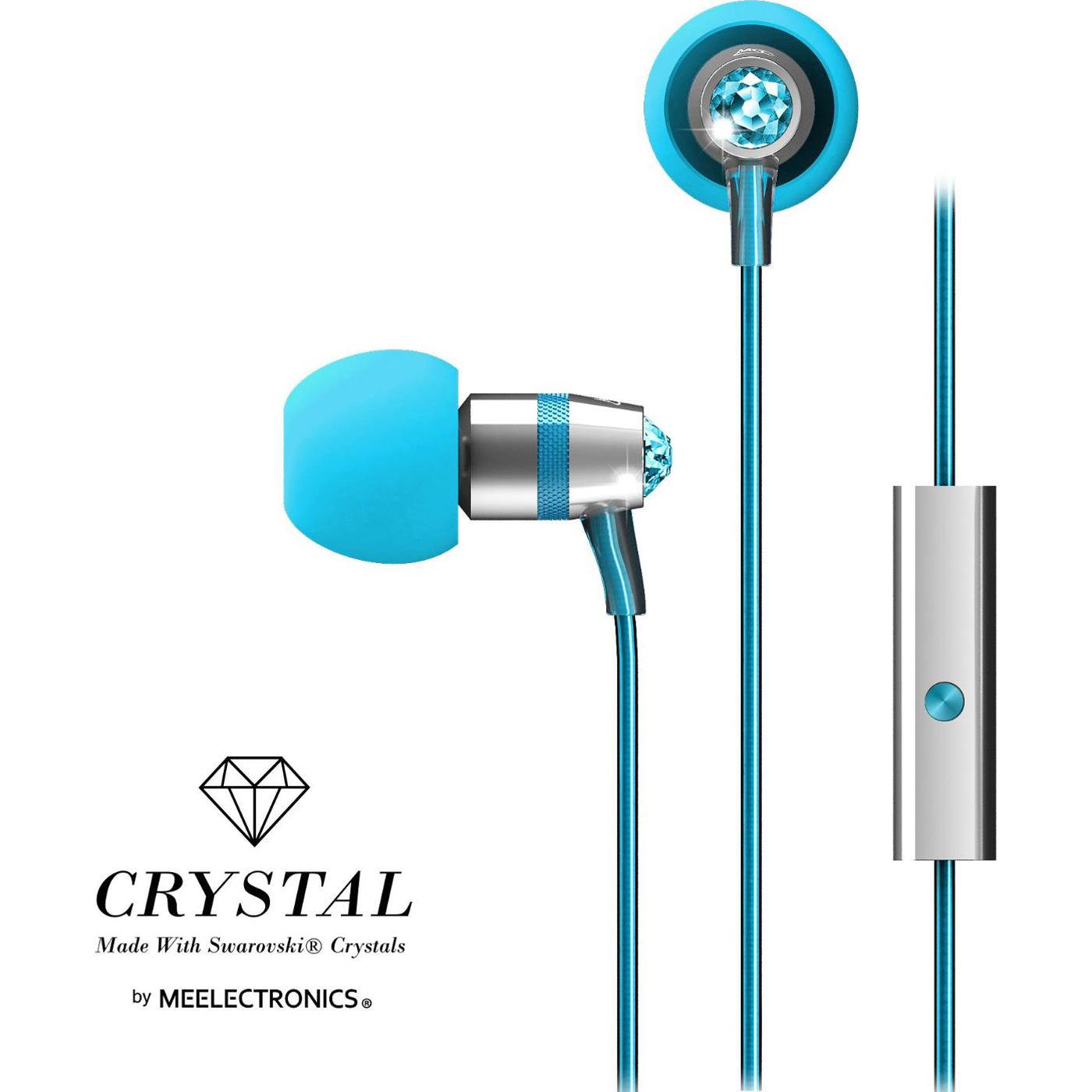 Mee audio Turquoise Blue  EP-M11J-TQ-MEE  In-Ear Headphones with Microphone Made with Swarovski Crystals