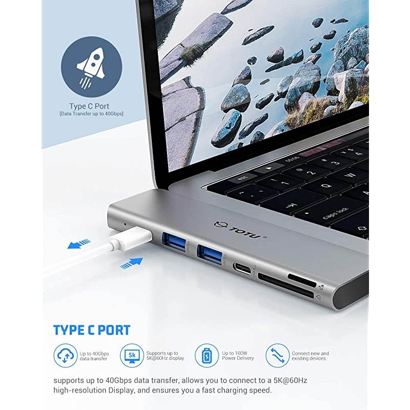 USB C Hub Docking for MacBook Air MacBook Pro Type C Hub with 4K HDMI 100W Power Delivery 40Gbps Type C 5K60Hz2 USB 30 Type C Data Port5GbpsSDTF Card Reader