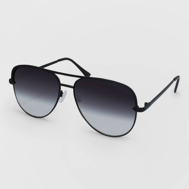 Women's Aviator Metal Silhouette Sunglasses - Wild Fable™ Black