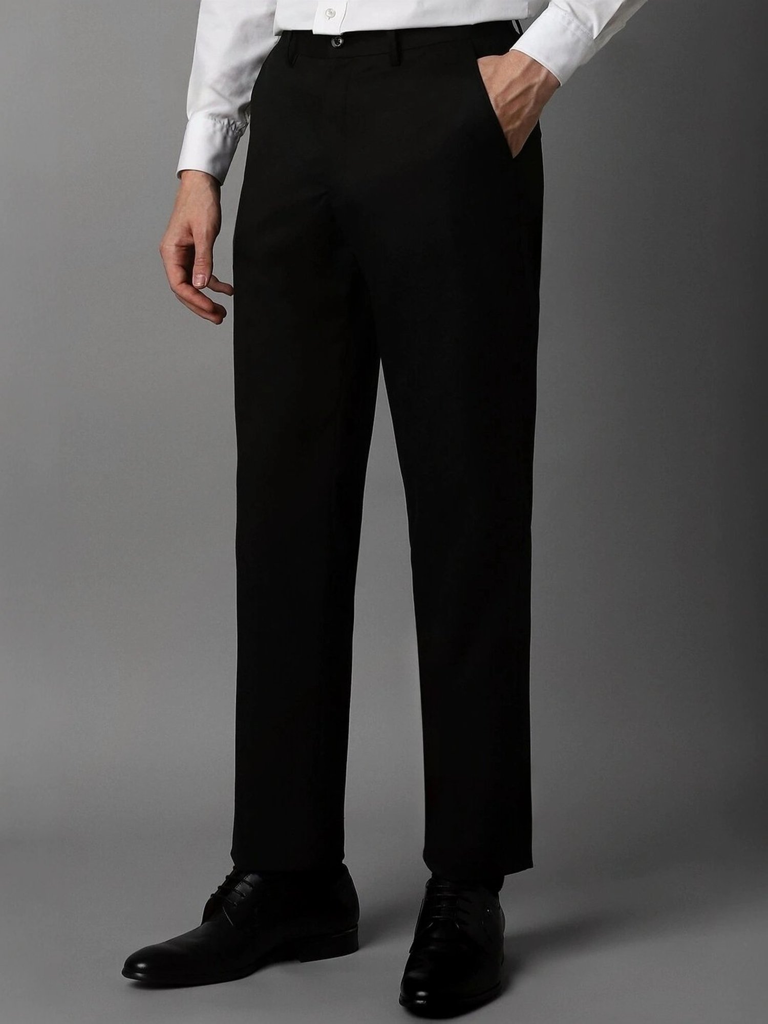Louis Philippe Black Regular Fit Trousers