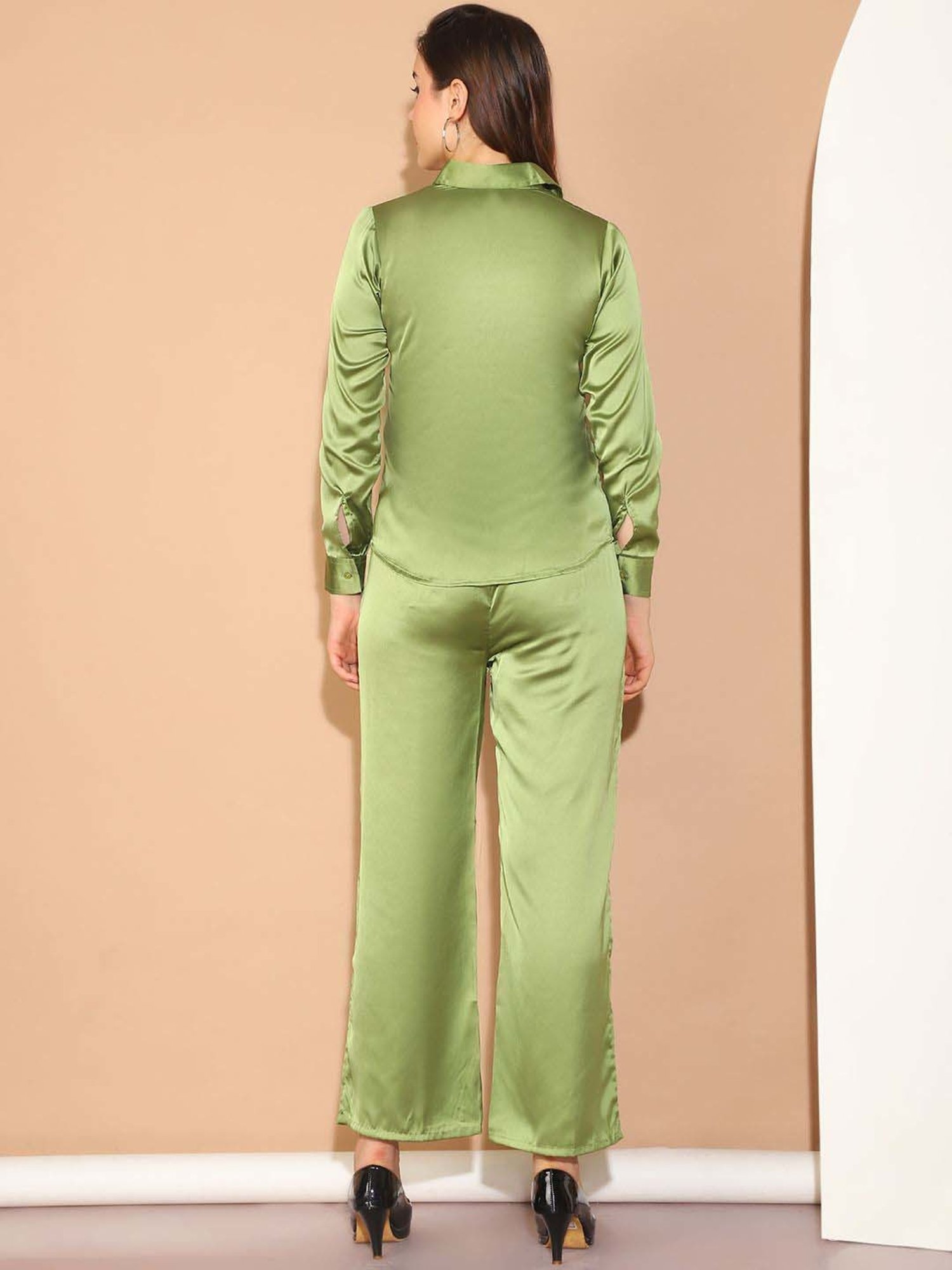 Indian Needle Green Embellished Shirt Pants Set