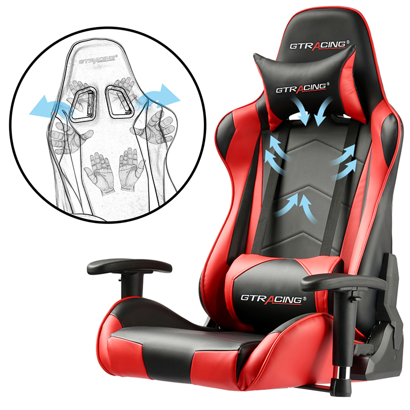 GTRACING Gaming Chair Racing Office Computer Ergonomic Video Game Chair Backrest and Seat Height Adjustable Swivel Recliner with Headrest and Lumbar Pillow Esports Chair