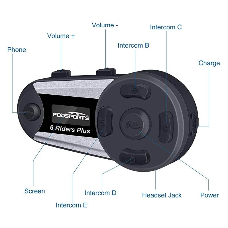 Helmet Communication Systems  V6 Plus 1200m 46 Riders Connected Motorcycle Helmet Bluetooth Headset Universal Wireless Interphone LCD ScreenHandsfreeStereo MusicFMGPS1 Pack