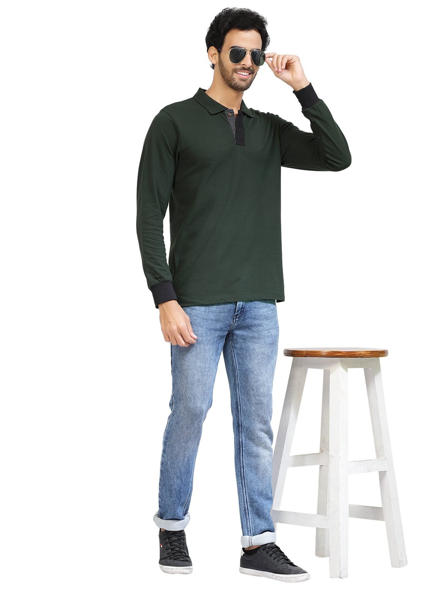 Kalt Dark Green Regular Fit Polo T-Shirt