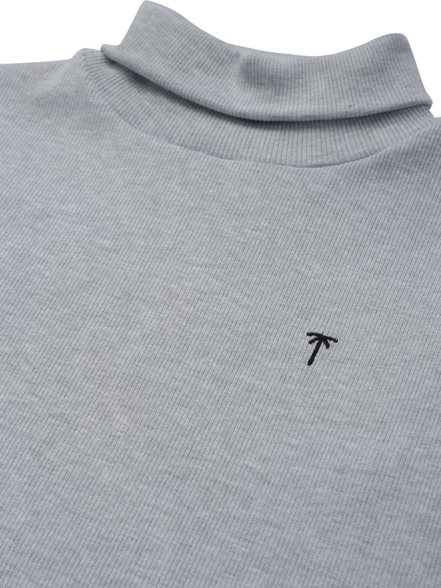 Palm Tree Kids Grey Cotton Regular Fit Full Sleeves Skivvy