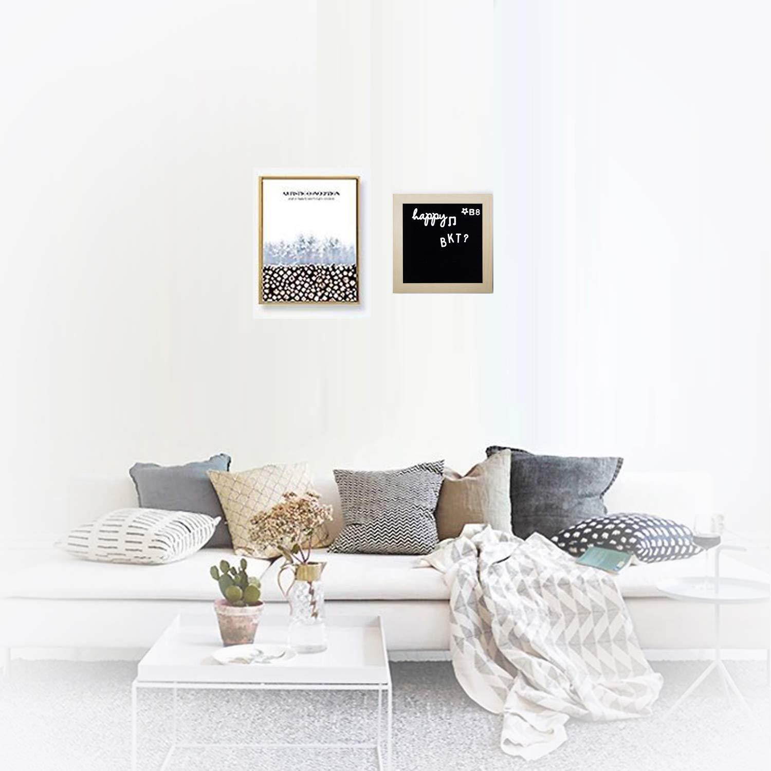 USPHAROS Black Felt Letter Board 8x8 inches - Changeable Wooden Message Boards Include Oak Frame & 183 White Letters - Great for All Occasion (Black, 8"x8")