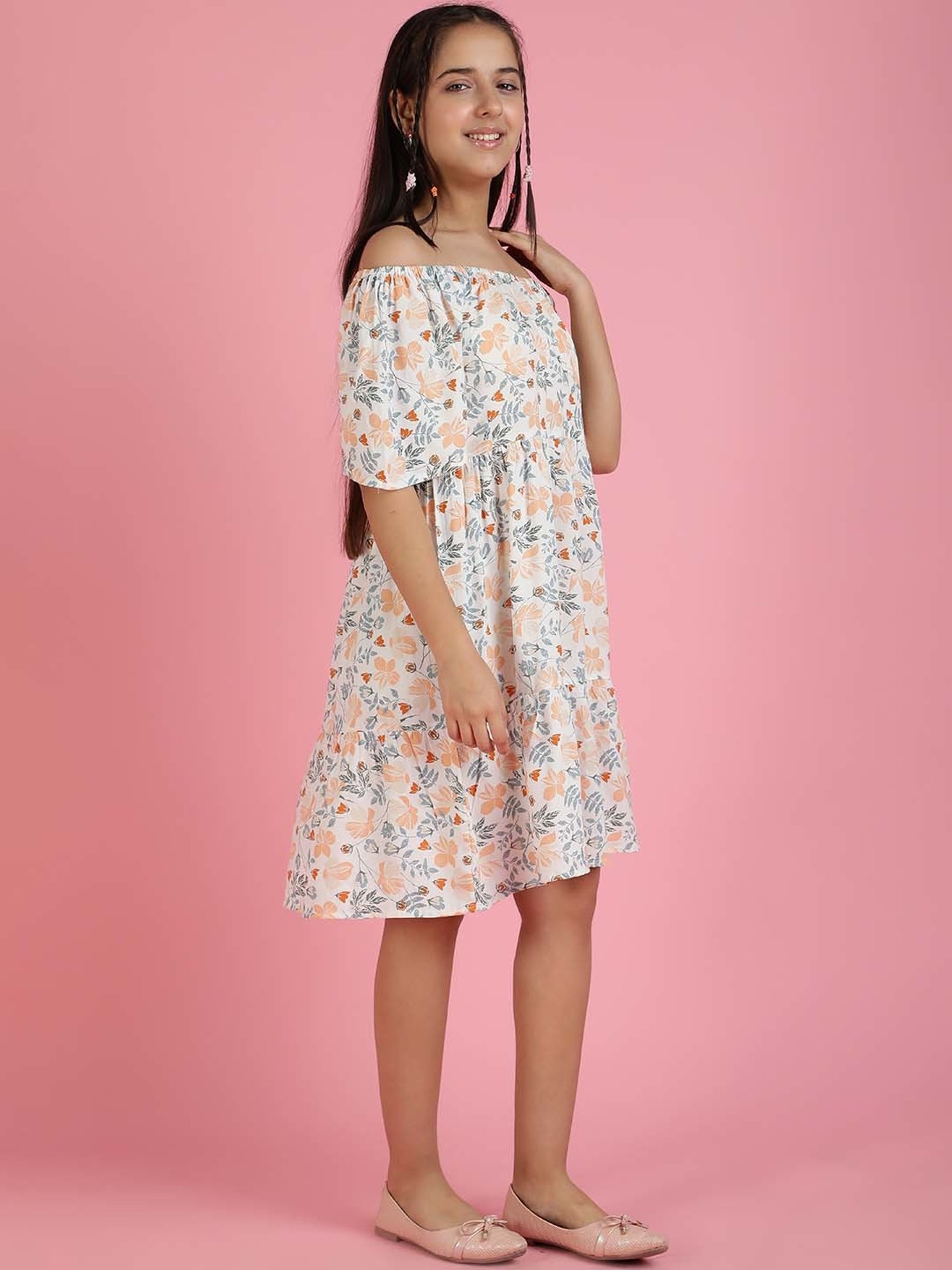 Lil Tomatoes Kids Multicolor Floral Print Dress